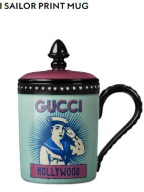 Gucci "Sailor Print" Pink & Light Blue Graphic Lidded Mug